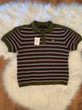 Teddy Fresh NWT Men’s Sweater Striped Short Sleeve Collared Polo Style Large